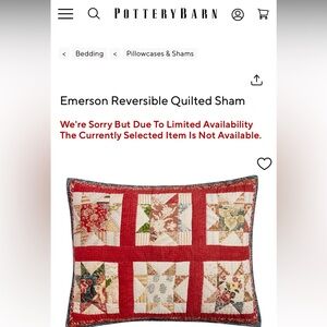 NWT Pottery Barn Emerson Reversible Quilted Shams Standard Set of 2 SOLD OUT